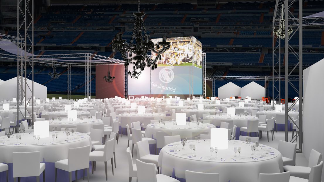 Diseno escenografia evento Fiesta Area VIP Real Madrid