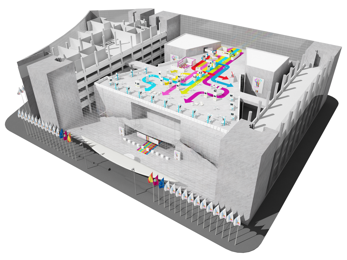 Escenografia diseno stands Congreso de Software IBM
