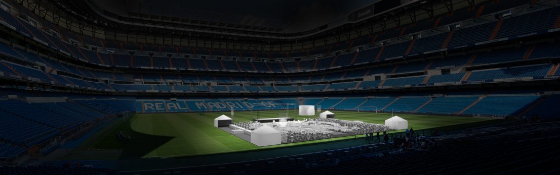 Escenografia evento Real Madrid cena de gala Santiago Bernabeu