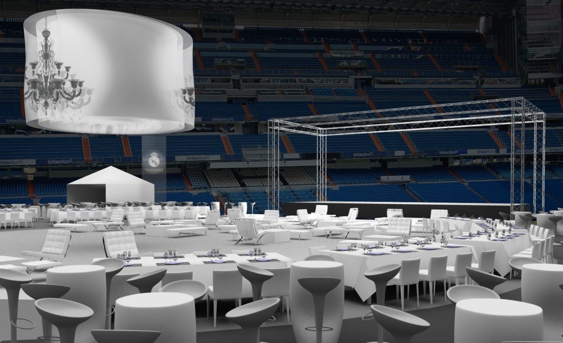 Escenografia evento Real Madrid cena de gala Santiago Bernabeu