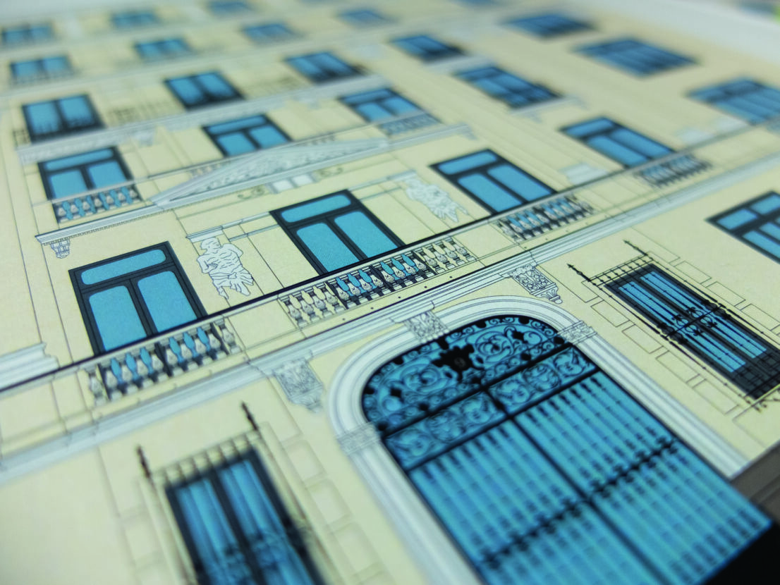 lamina-ilustracion-arquitectonica-fachada-edificio-casa-palacio-enrique gosalvez 